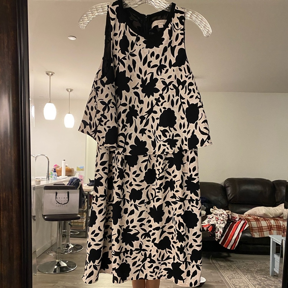 Floral black and white dress